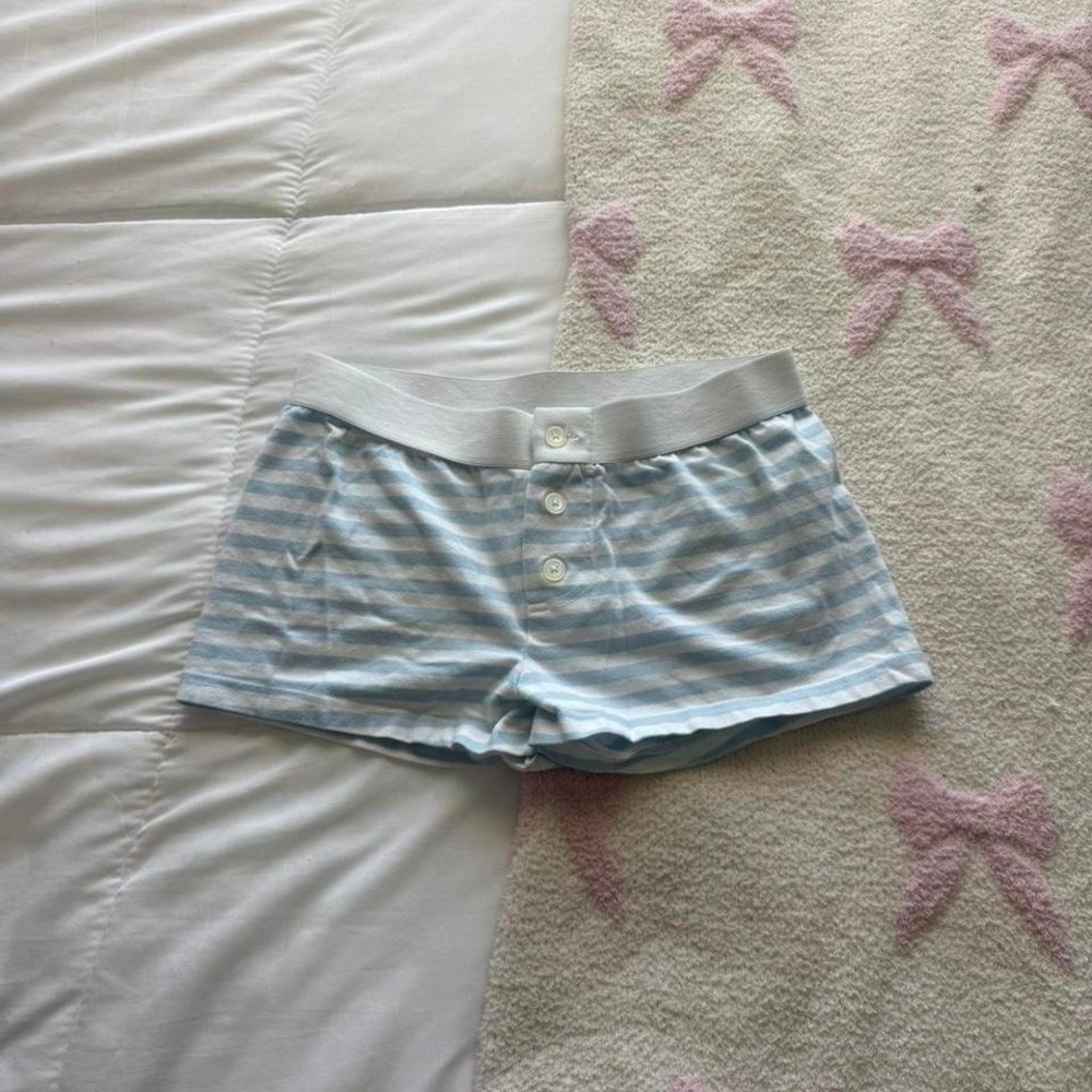 Brandy Melville Blue and White Striped Shorts